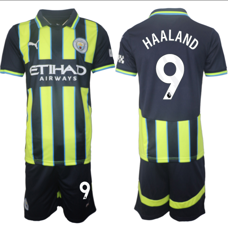 Men 2024-2025 Club Manchester City away black green #9 Soccer Jersey->customized soccer jersey->Custom Jersey